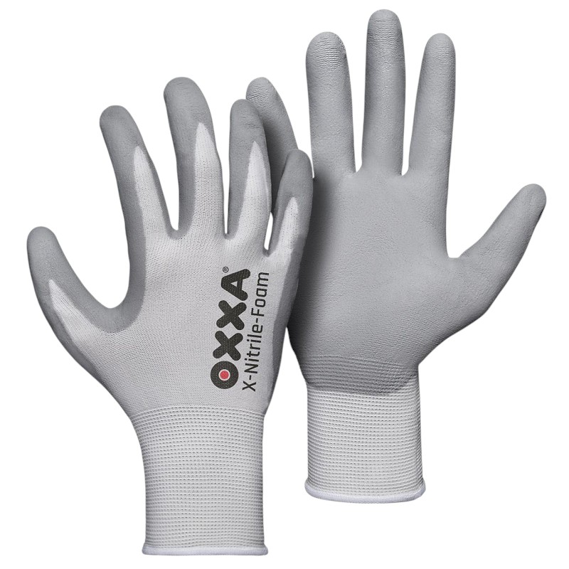 OXXA® X-Nitril-schuimhandschoen 51-280 - Nitrilschuim - Grijs/Wit - Maat 10/XL